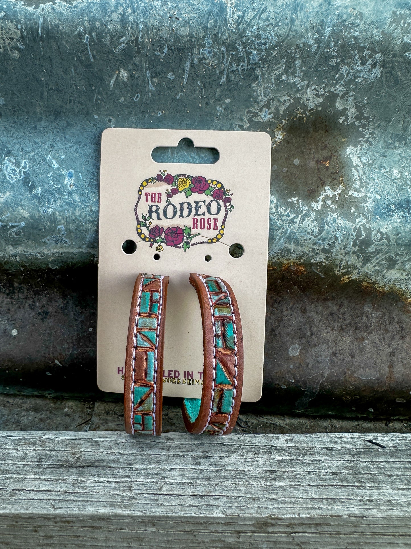 Mosaic Turquoise Vera Hoop Earrings 50mm