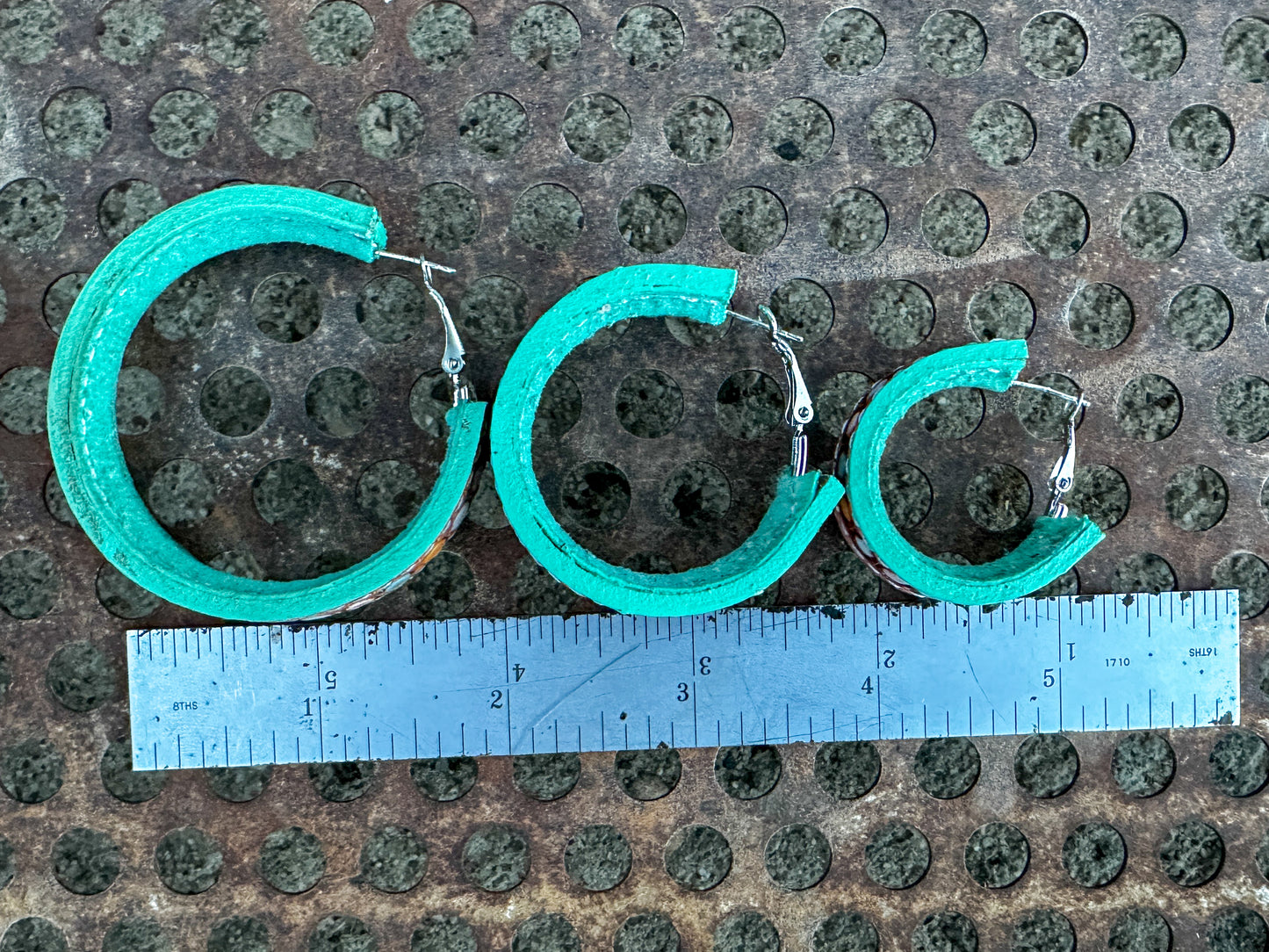 Mosaic Turquoise Vera Hoop Earrings 50mm