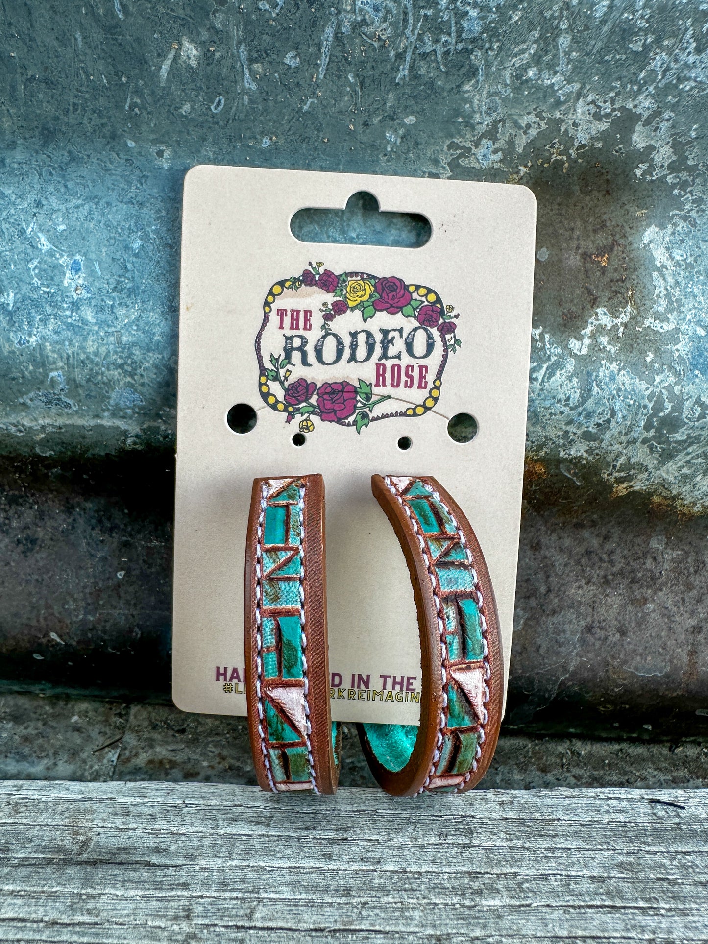 Mosaic Turquoise Vera Hoop Earrings 50mm
