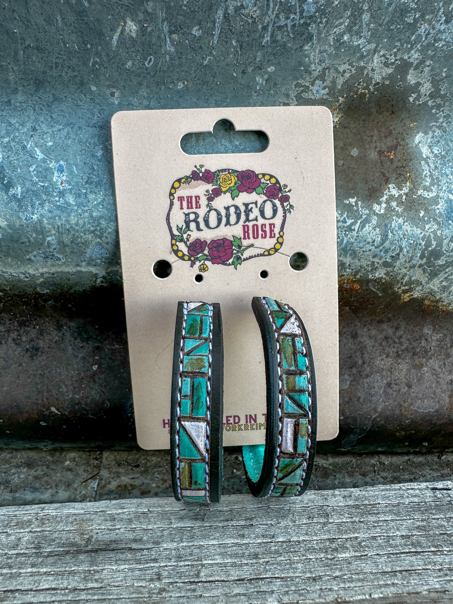 Mosaic Turquoise Vera Hoop Earrings 50mm