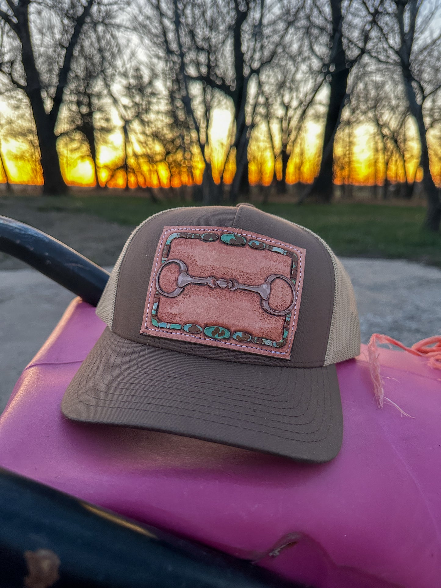 Snaffle Bit Hand Tooled Low Profile Trucker Cap