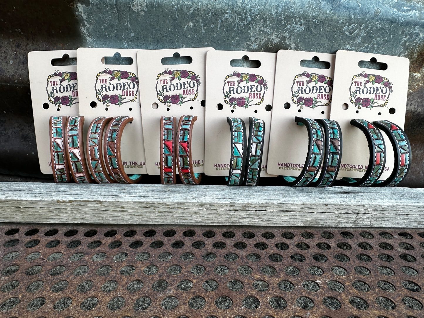 Mosaic Turquoise Vera Hoop Earrings 50mm