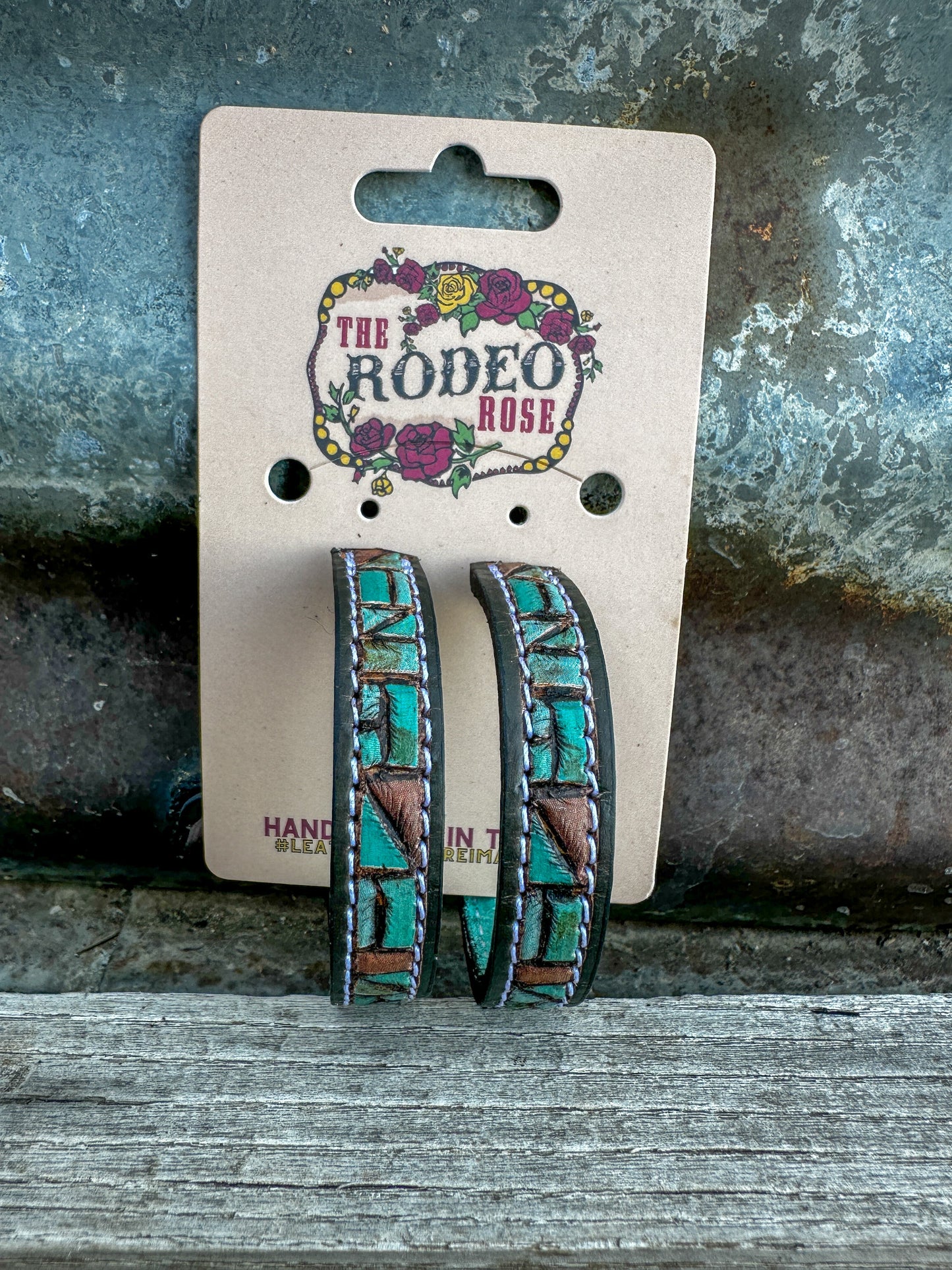 Mosaic Turquoise Vera Hoop Earrings 50mm