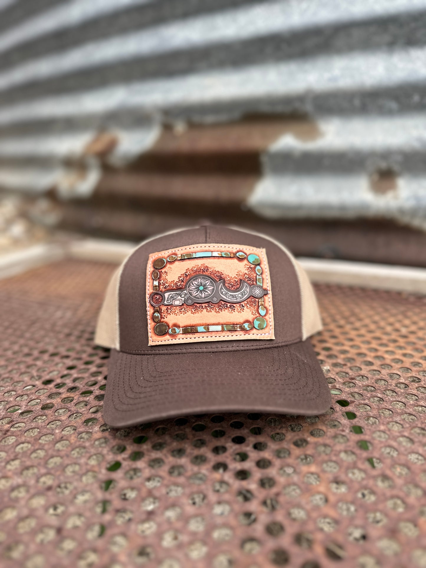 Bridle Bit Hand Tooled Low Profile Trucker Cap