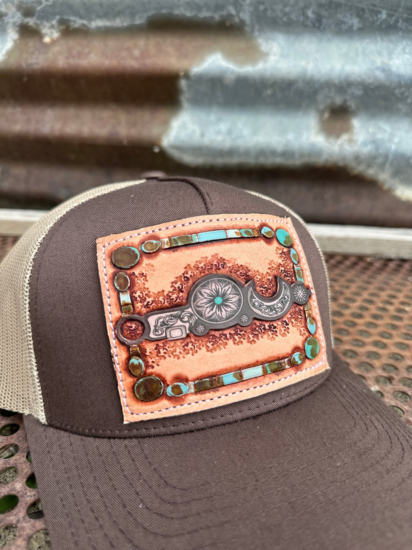 Bridle Bit Hand Tooled Low Profile Trucker Cap