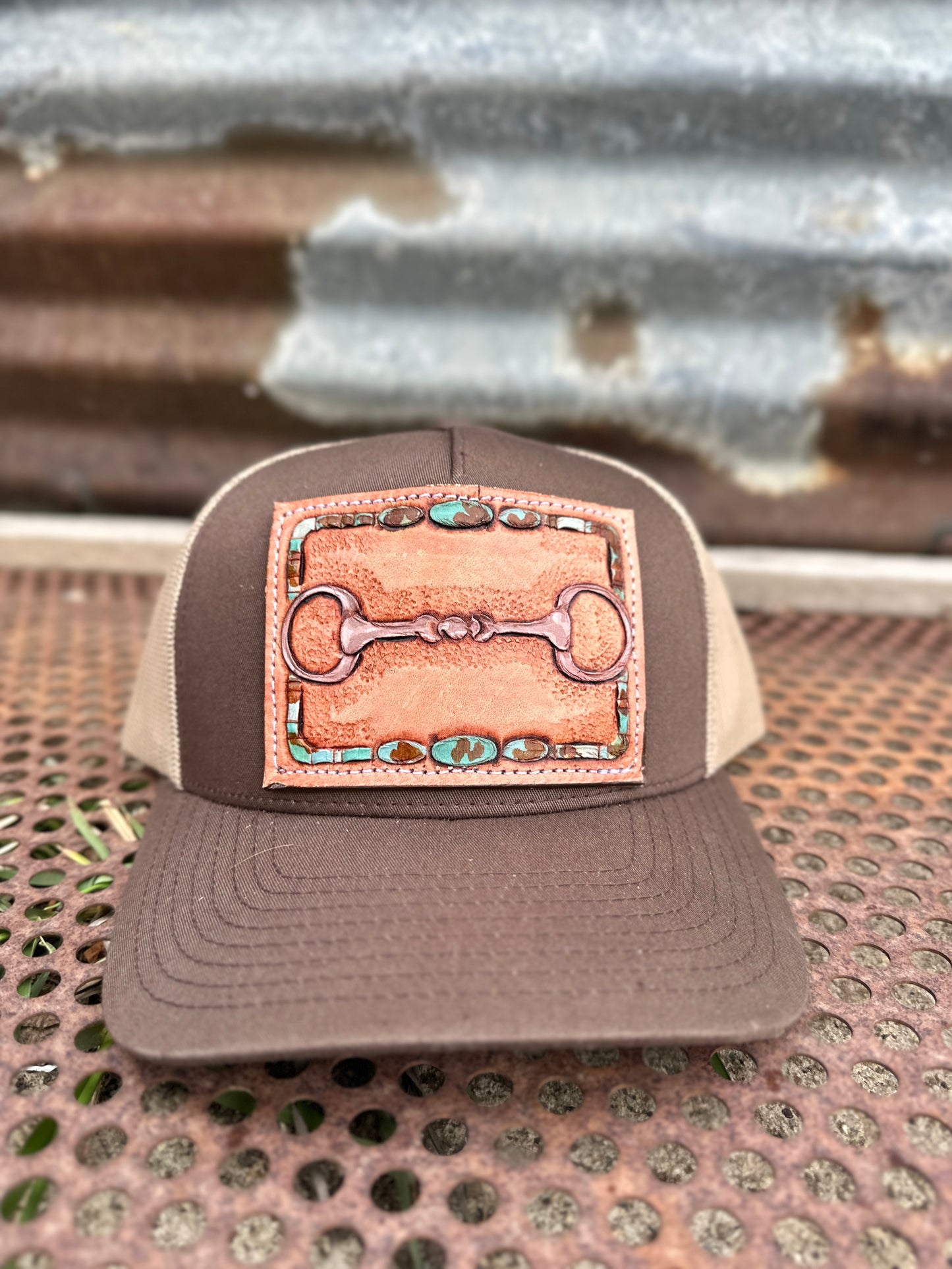 Snaffle Bit Hand Tooled Low Profile Trucker Cap