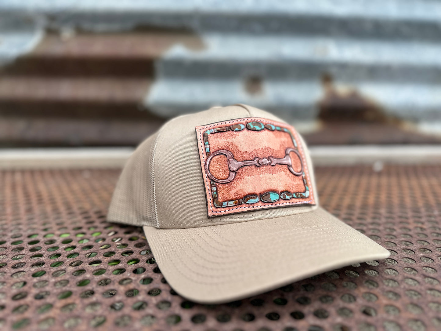 Snaffle Bit Hand Tooled Low Profile Trucker Cap