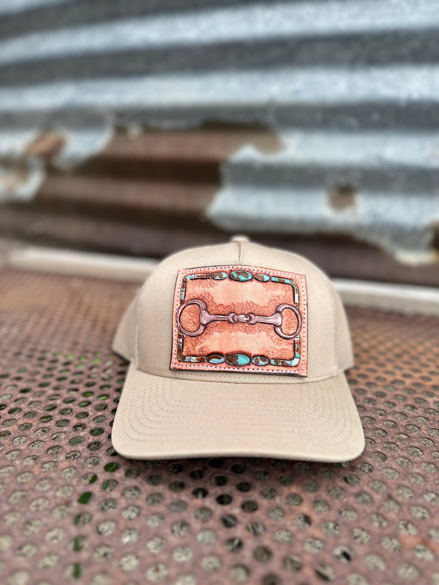 Snaffle Bit Hand Tooled Low Profile Trucker Cap