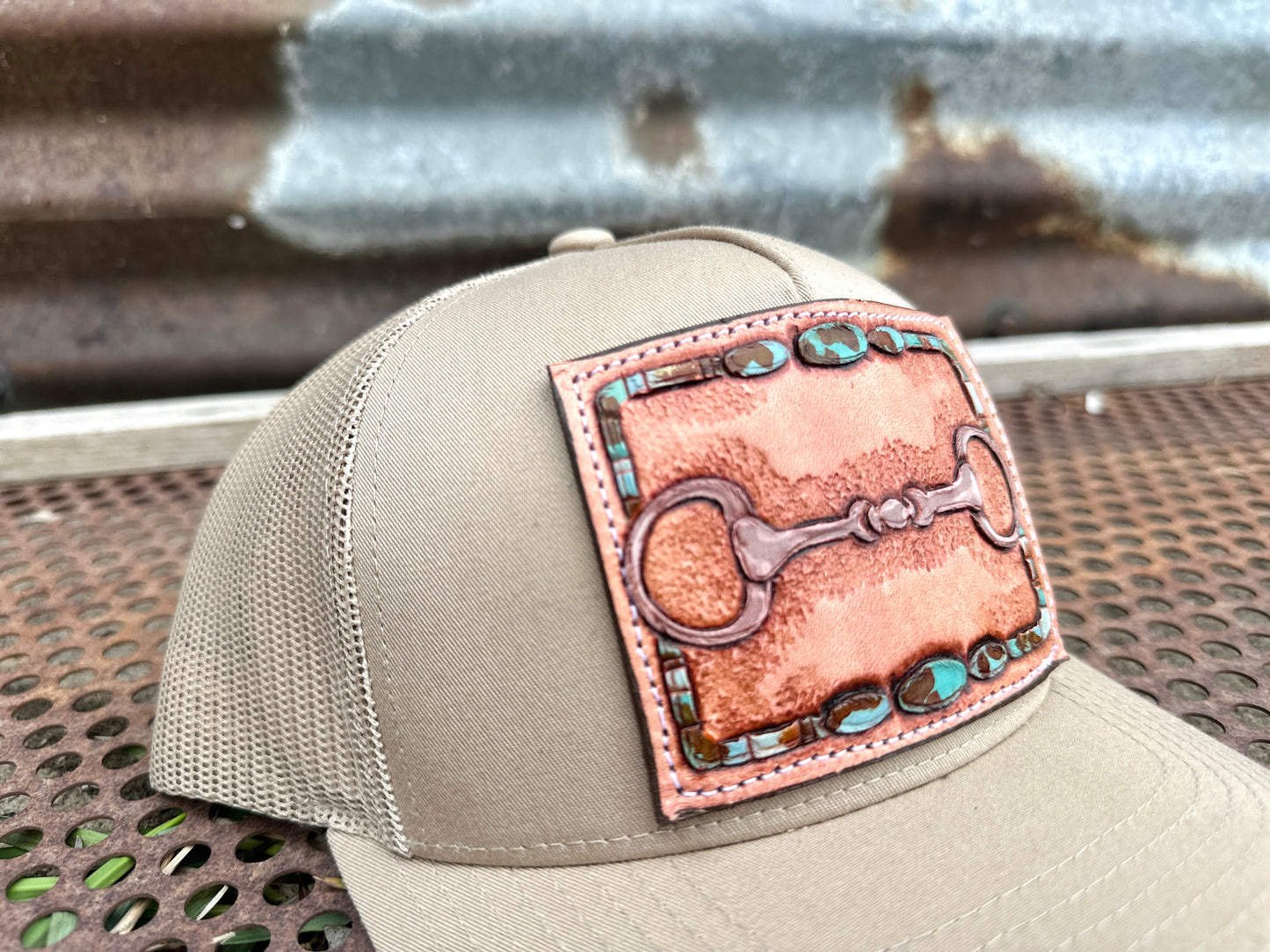 Snaffle Bit Hand Tooled Low Profile Trucker Cap