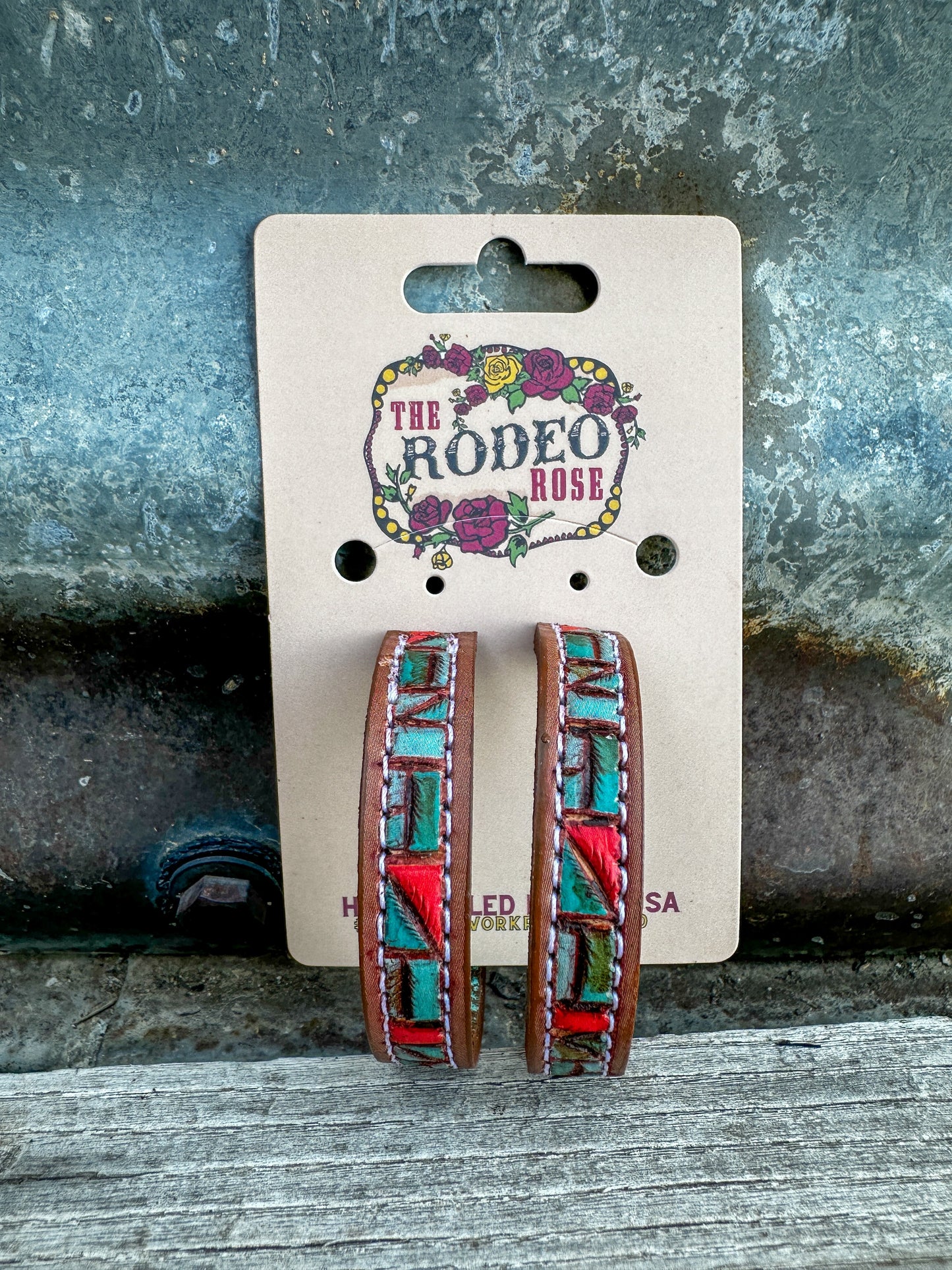 Mosaic Turquoise Vera Hoop Earrings 50mm